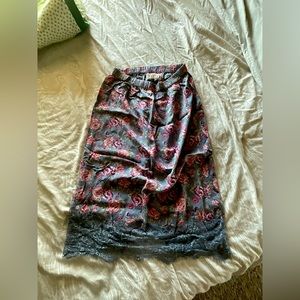 Abercrombie and Fitch Midi length floral and lace pencil skirt, size M